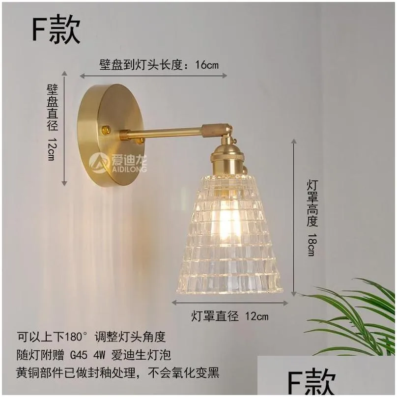 wall lamps iwhd nordic modern copper lamp sconce switch green glass japan style bathroom mirror stair light wandlamp applique murale