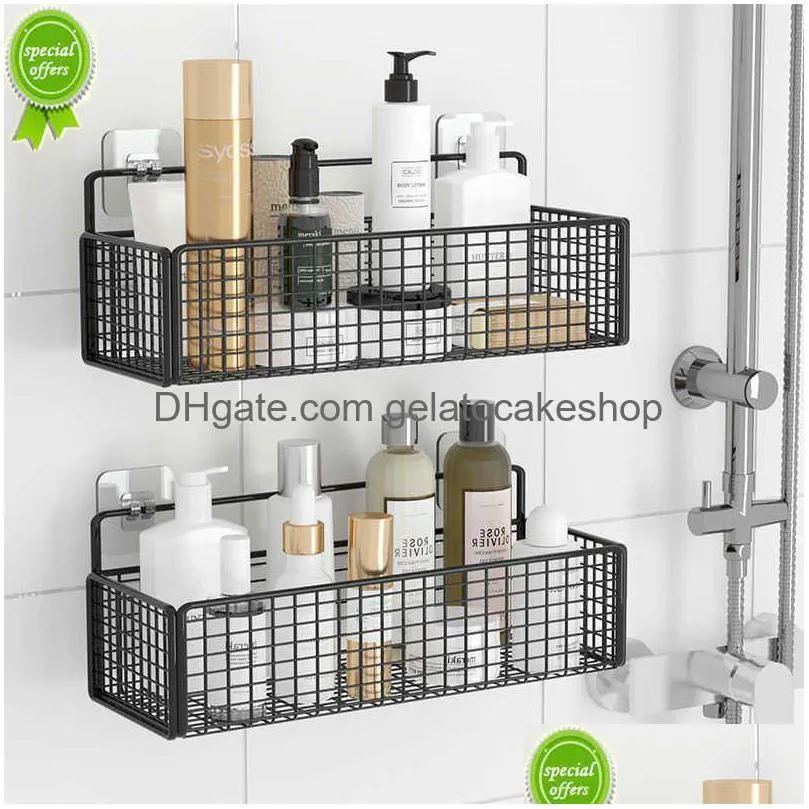 wall mounted bathroom shelf punch shampoo storage holder with suction cup high capacity bath shelves bathroom accessories