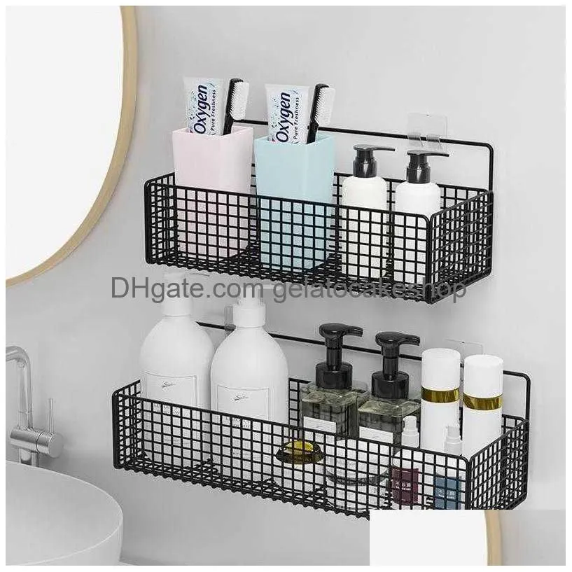 wall mounted bathroom shelf punch shampoo storage holder with suction cup high capacity bath shelves bathroom accessories