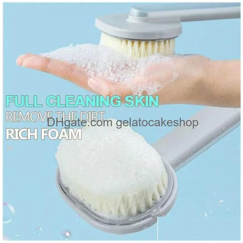 cleaning tools bath brush long handle back body shower brushes sponge scrubber brush remove dirt massager bathroom accessories