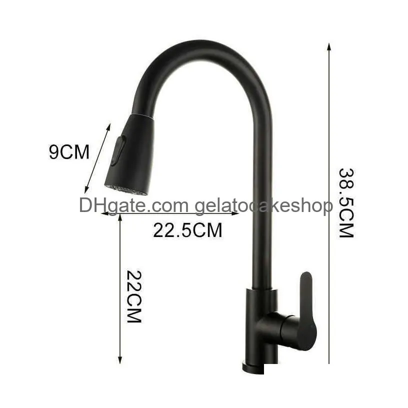 brushed kitchen faucet single hole pull out spout kitchen sink faucet washbasin stretchable mixer tap stream sprayer head