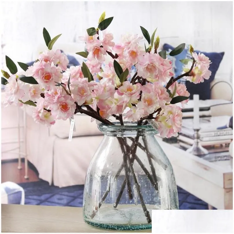 artificial silk sakura flower cherry blossoms branch for spring home wedding party decor fake flowers flores artificiais decorative 