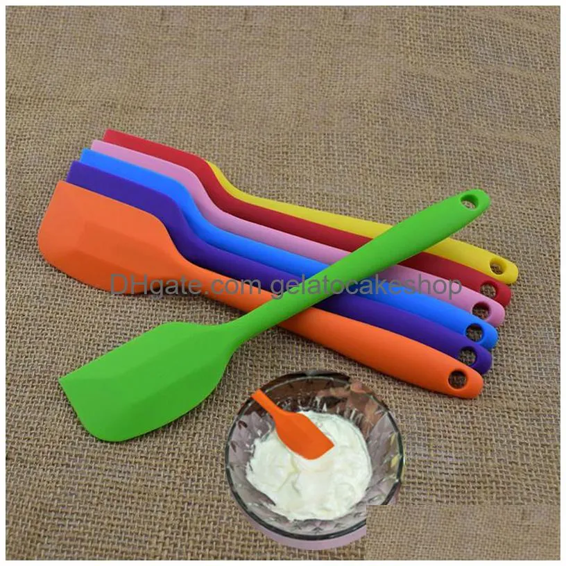 50pcs/lot small silicone spatula cookware parts jam and cream spatula cake spatula one piece solid colour butter spatula baking tool