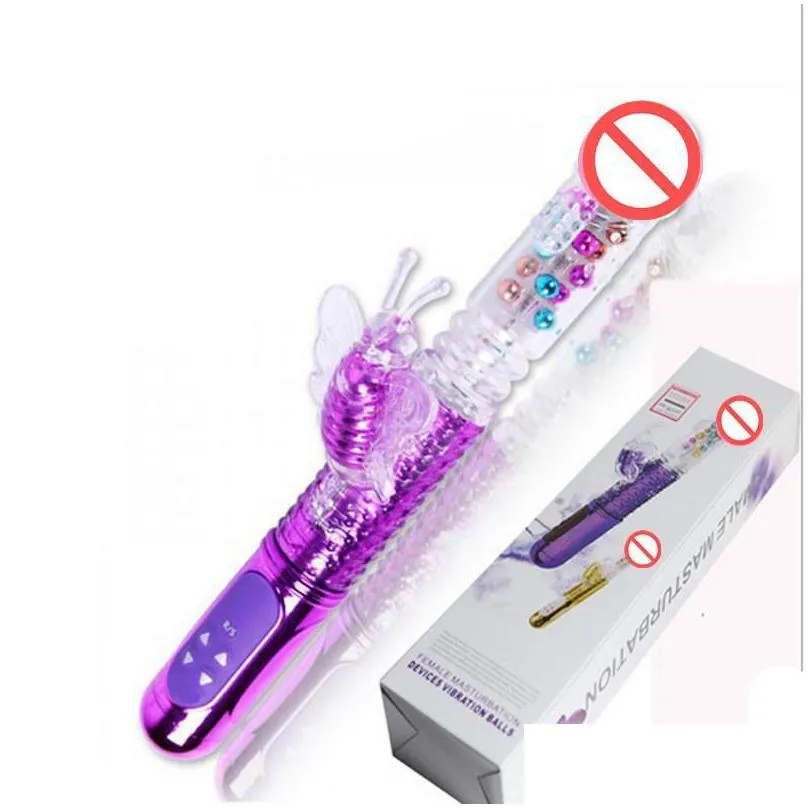 36 frequency butterfly gspot vibrator usb rechargeable telescopic rotating bead rods vibrating stimulator adult toy for women