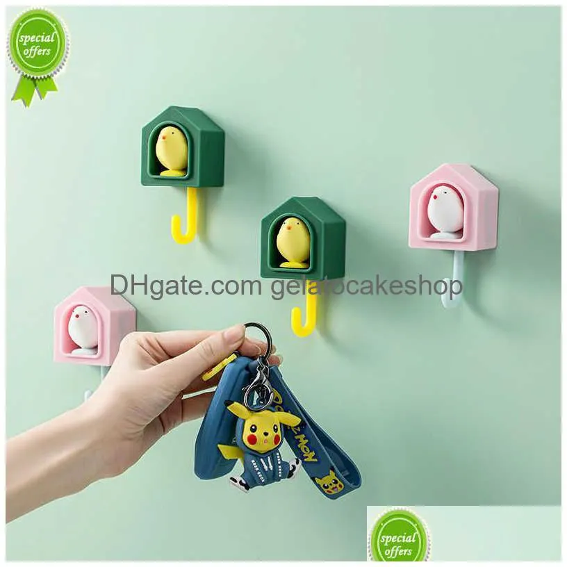  2022 bird hook  out wall key cloth bag hanger hook wall adhesive bathroom towel robe holder rack door decor hook shelf