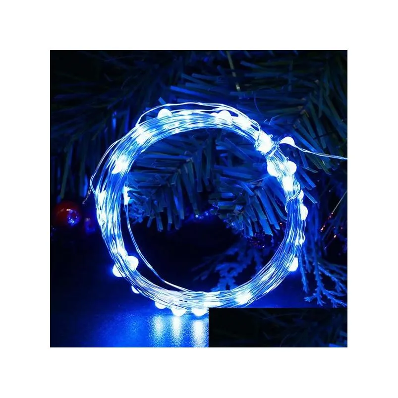 strings led 10m string lights battery operated sliver wire fairy garland light christmas outdoor chain wedding patry decorled