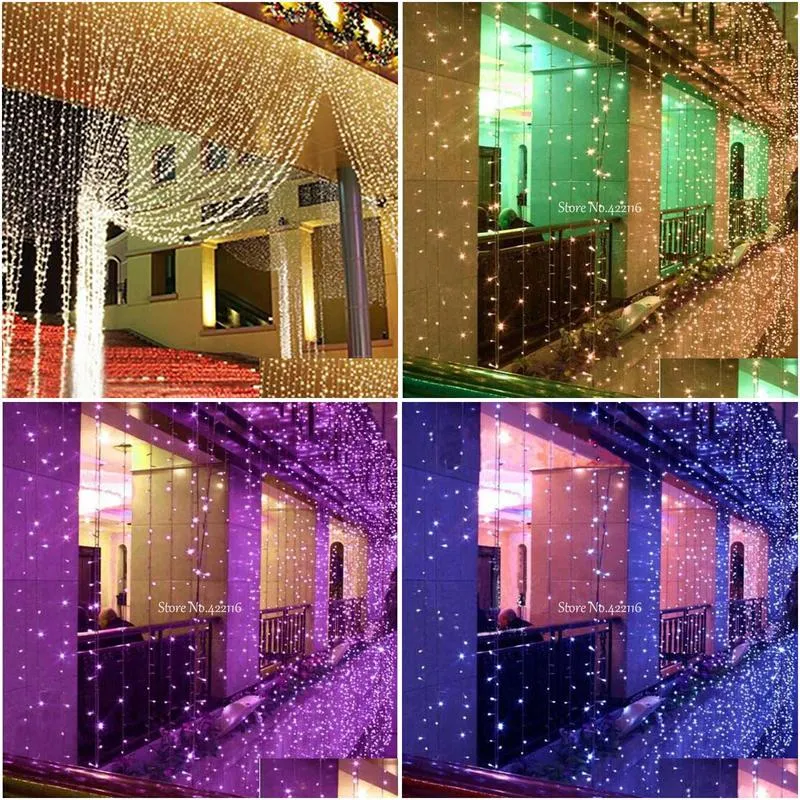 strings 10x4m 10x5m led icicle string fairy christmas lights garlands outdoor curtain wedding decoration guirlande lumineuseled