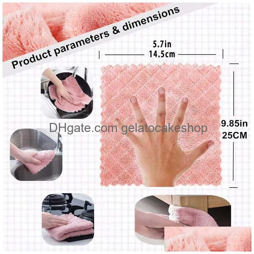  5pcs doublelayer absorbent microfiber kitchen dish cloth nonstick oil household cleaning cloth wiping towel home kichen tool