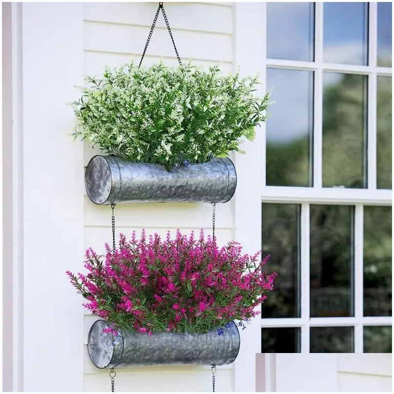 8bundles artificial lavender outdoor fake flowers bouquet faux plastic greenery plants floral branch for wedding garden decor decorative 