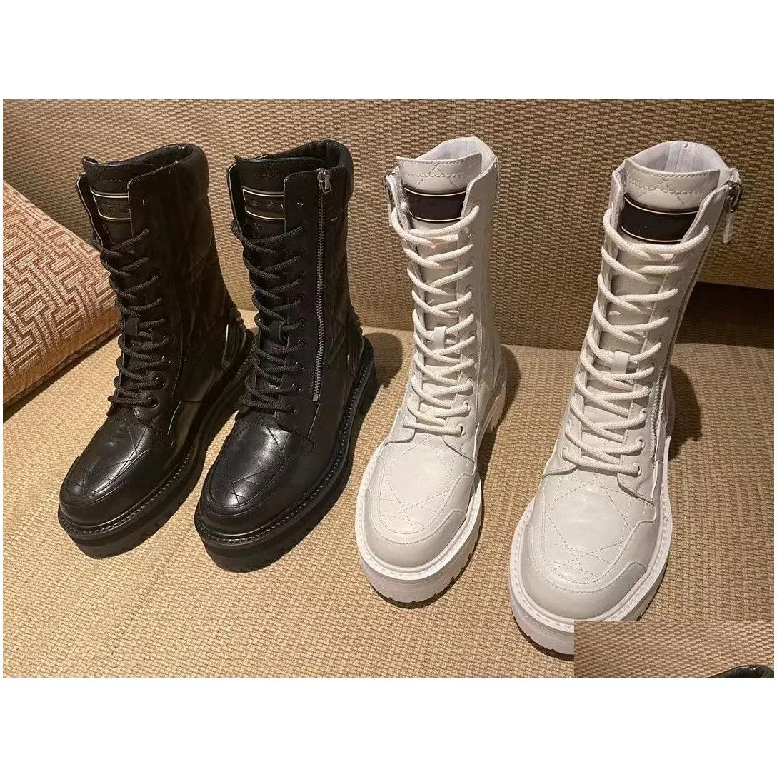 2022 black and white martin boots bright face fashion versatile cowhand leather box dust bag 3541 trend