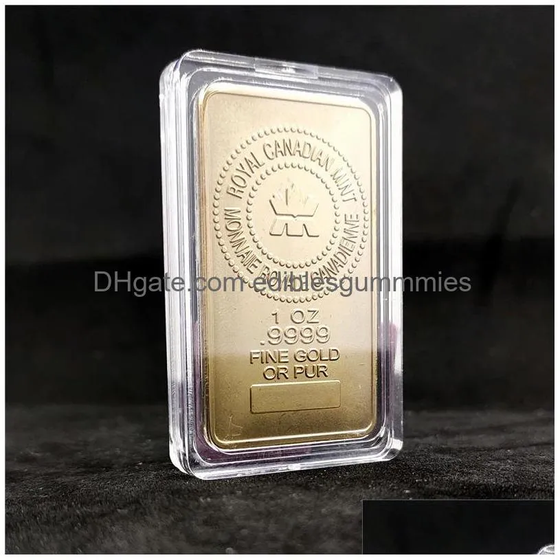gold buillion royal canadian mint craft gold plated 1oz .9999 fine pure souvenir bullion bar