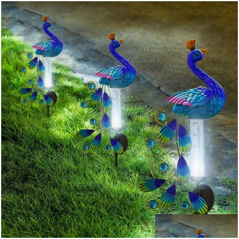 lawn lamps solar powered peacock shape greensward lamp for decoration lights light with rain gauge vintage