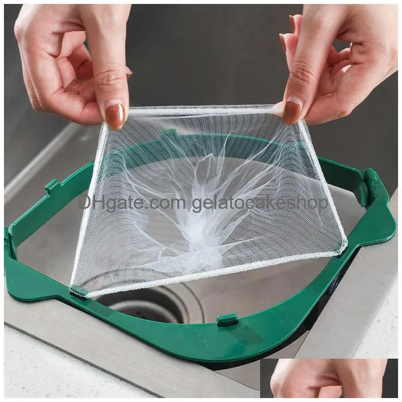  foldable drain rack disposable garbage bag anticlogging sink drain holes garbage filter mesh garbage bag for kitchen waste