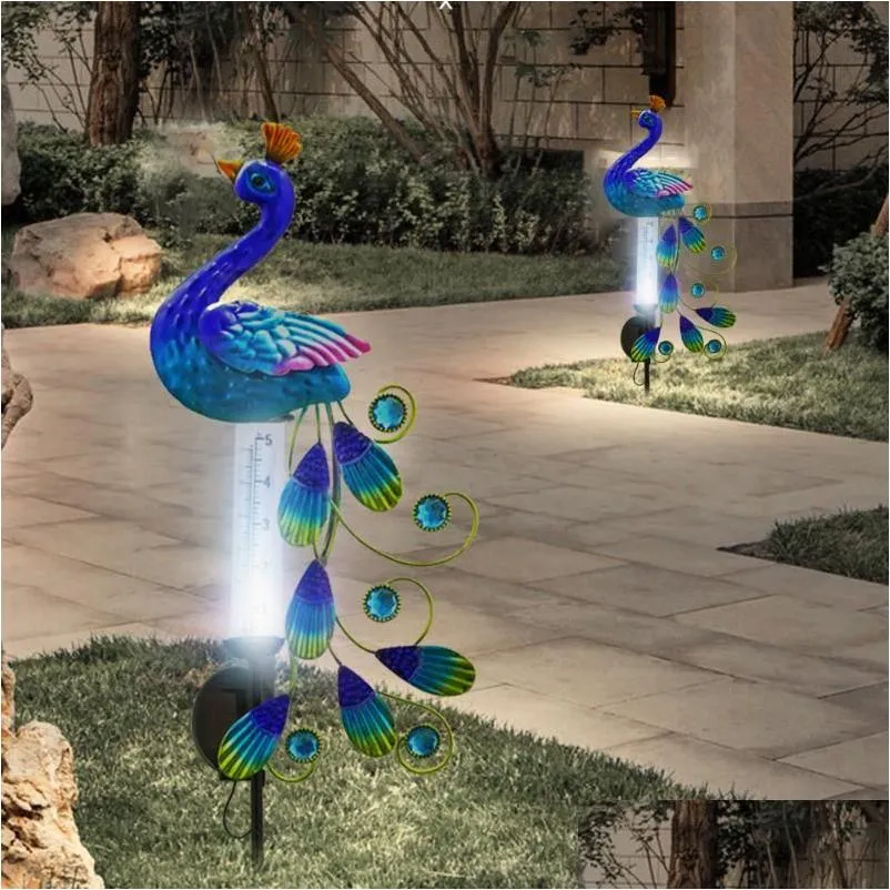 lawn lamps solar powered peacock shape greensward lamp for decoration lights light with rain gauge vintage