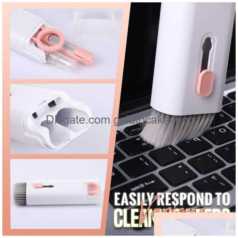  7in1 computer keyboard cleaner brush kit earphone cleaning pen for headset keyboard cleaning tools cleaner keycap puller kit