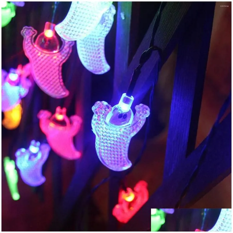 strings outdoor halloween decorations lights 10/20 led ghost skull string light battery operated for indoor party