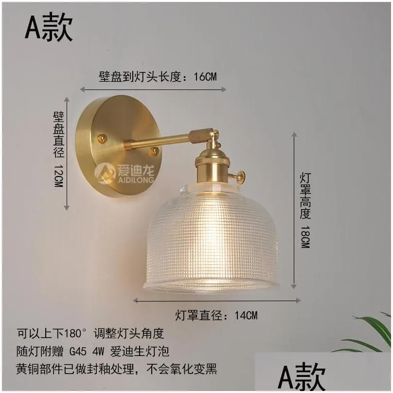 wall lamps iwhd nordic modern copper lamp sconce switch green glass japan style bathroom mirror stair light wandlamp applique murale