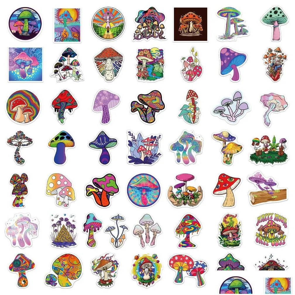 50 pcs mixed graffiti skateboard stickers anime cartoon aesthetics mushroom for car laptop fridge helmet pad bicycle bike motorcycle ps4 book guitar pvc