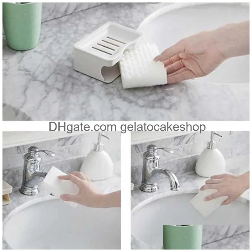 doublelayer soap box drain with sponge holder for bathroom shower kitchen portable soap storage tray creative drain soap case