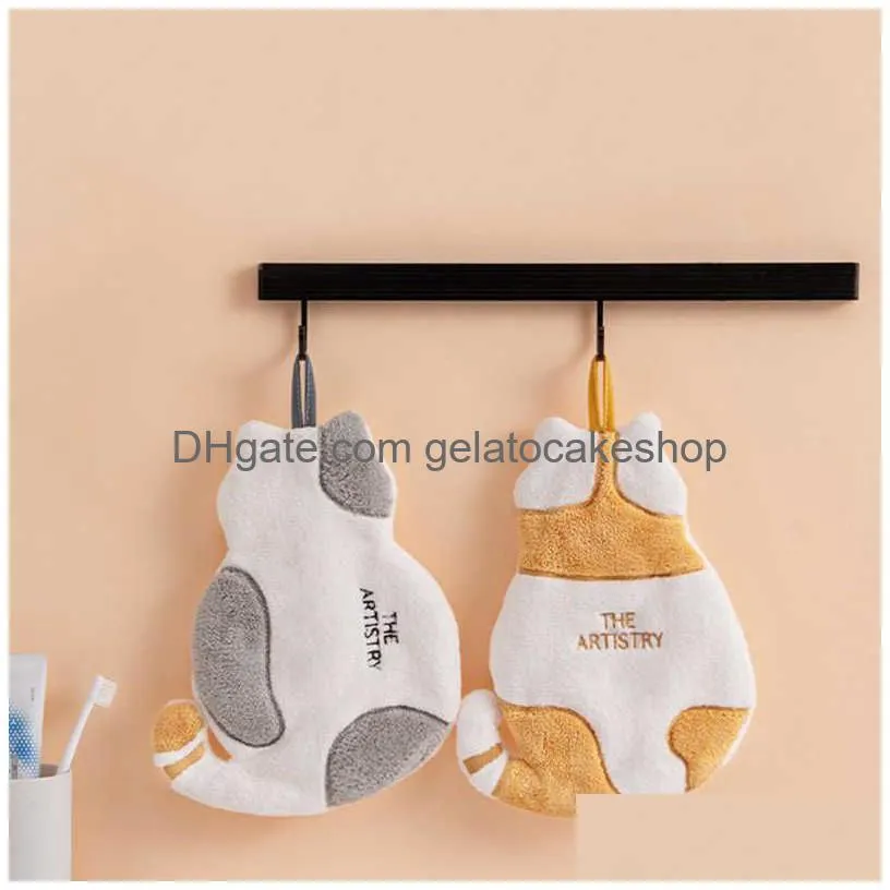 cute cat hand towel cartoon absorbent hand towel for child nonshedding microfiber towel for kitchen bathroom accessories