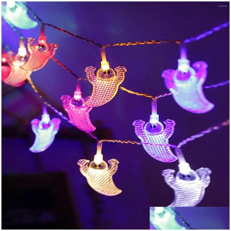 strings outdoor halloween decorations lights 10/20 led ghost skull string light battery operated for indoor party