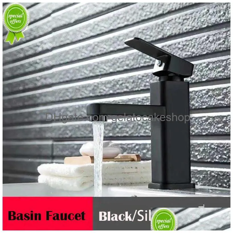 black bathroom faucet single hole cold water sink mixer tap deck mounted basin faucets bathroom tapware resistant