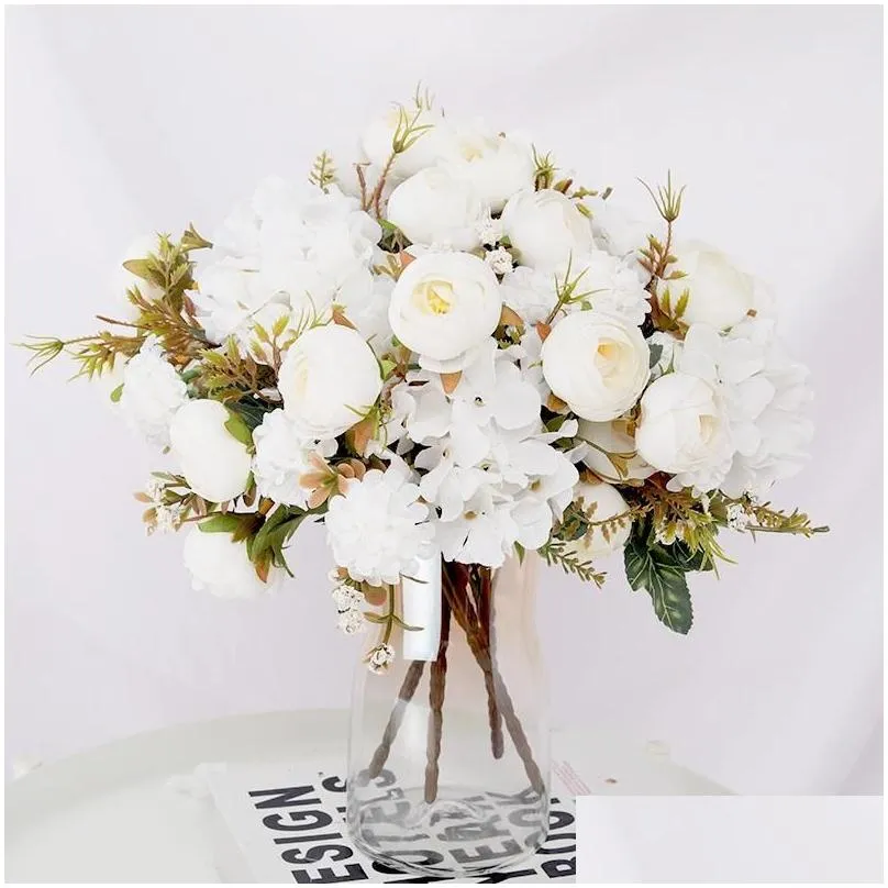 silk rose artificial flower bouquet wedding table decoration flowers home decore fake valentines day decorative wreaths