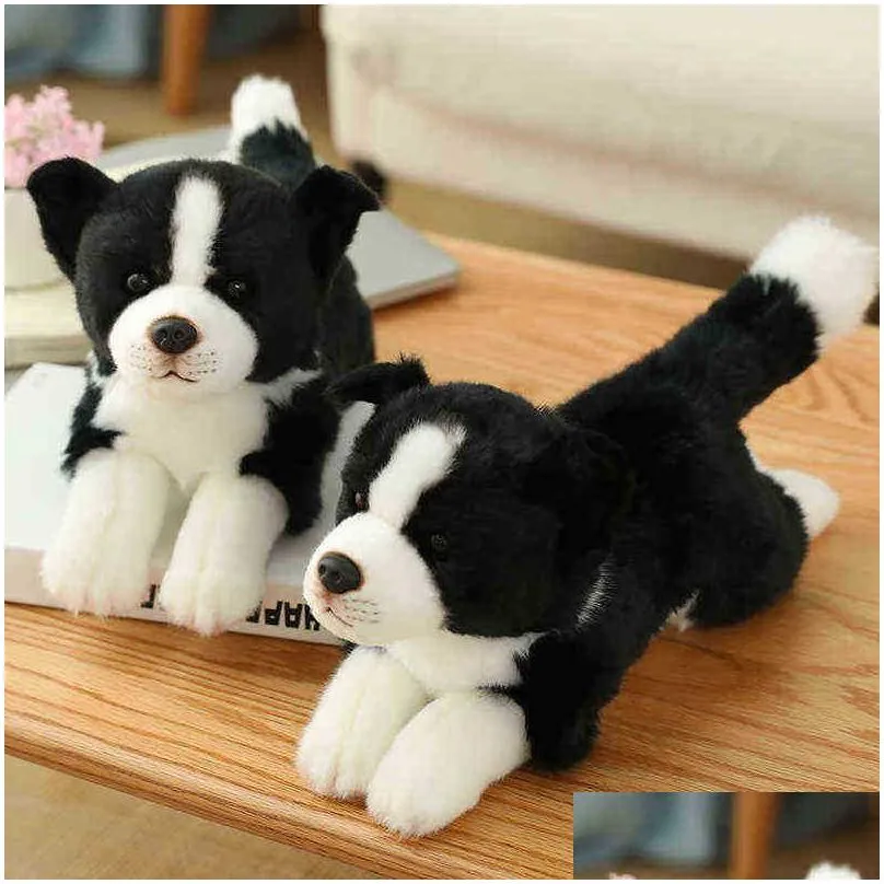 simulation border collie dog cuddly toy super high quality hound toy for luxury home decor pet lover birthday gift j220729