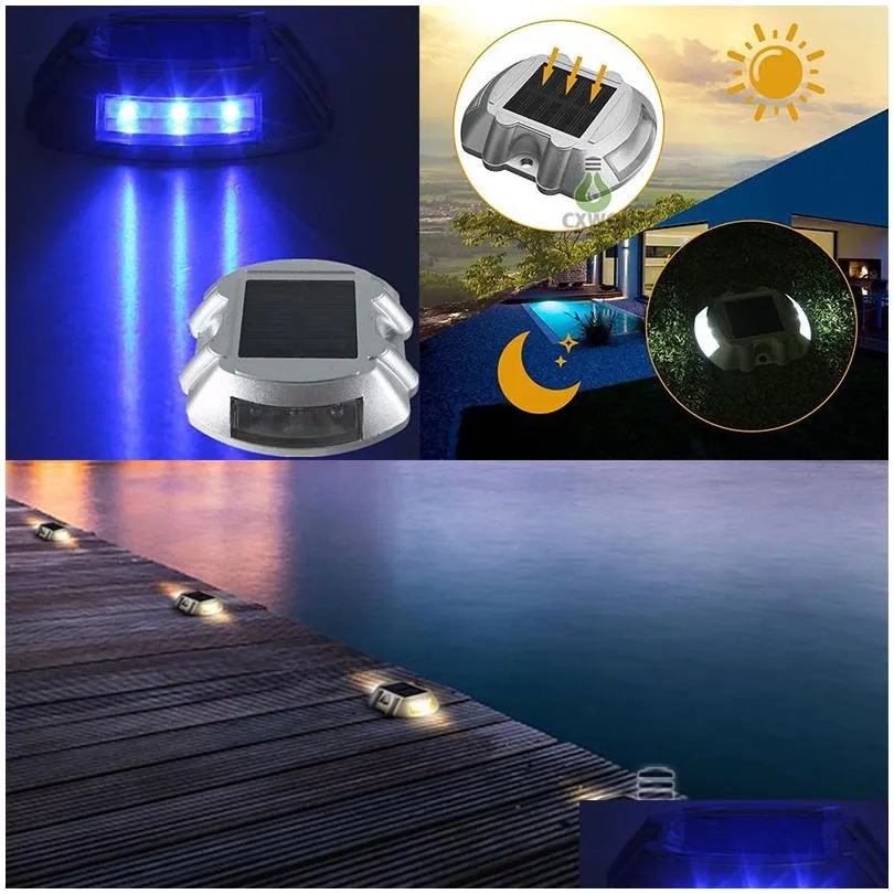 solar garden lights road stud deck light driveway pathway stair lights studs marker pathway light 6led white red blue yellow