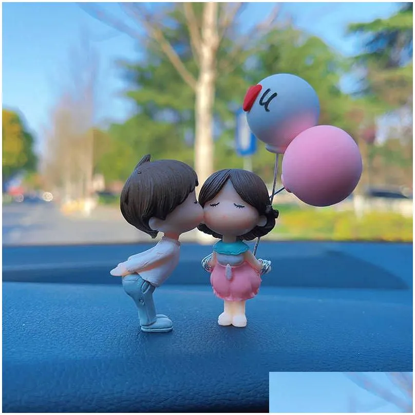 home storage cartoon car interior cute balloon couple action figure auto dashboard decoration for women for vehicles p230427