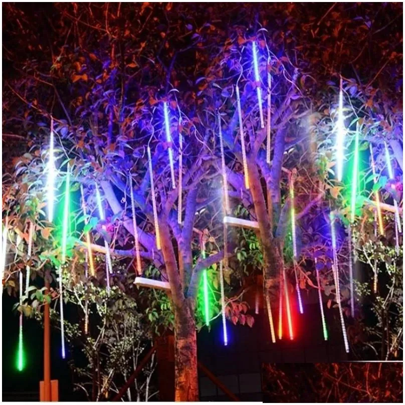strings 50cm led meteor shower garland holiday strip light outdoor waterproof fairy lights for garden street christmas decoration.