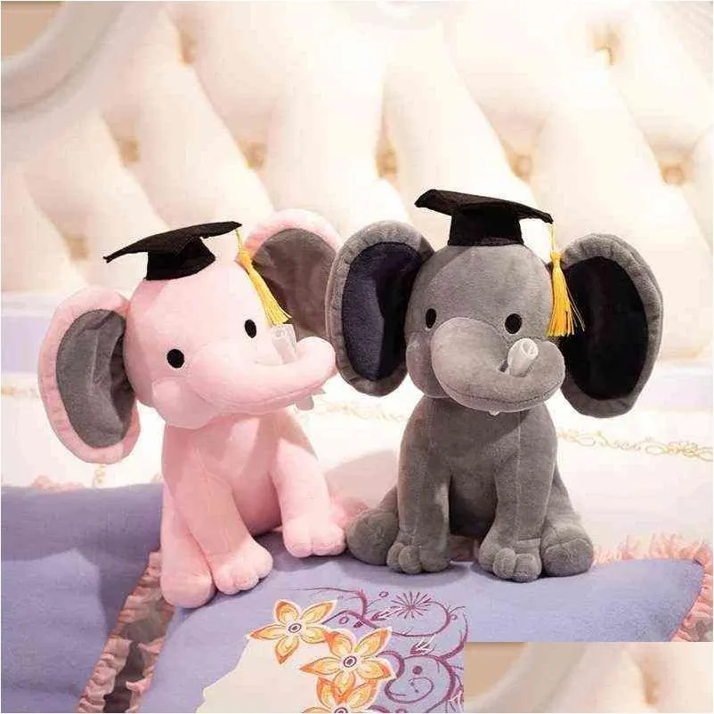 1pc 25cm beautiful doctor elephant plush dolls stuffed graduation baby elephant soft toys for ldren girls xmas birthday gift j220729