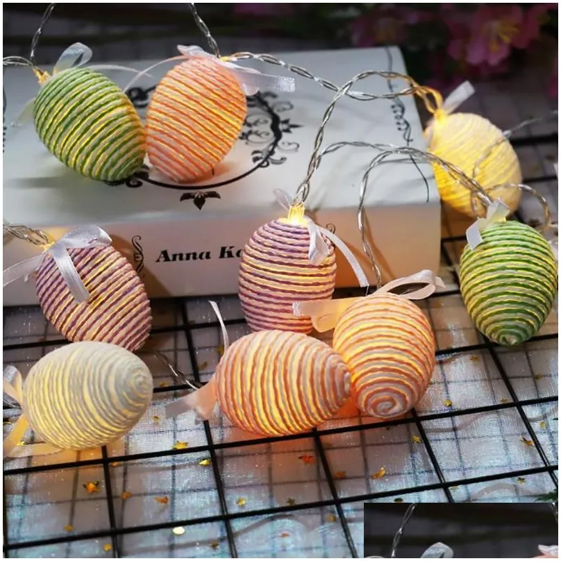 strings colorful usb led string lights easter eggs hanging ornament happy decor event party supplies for home table