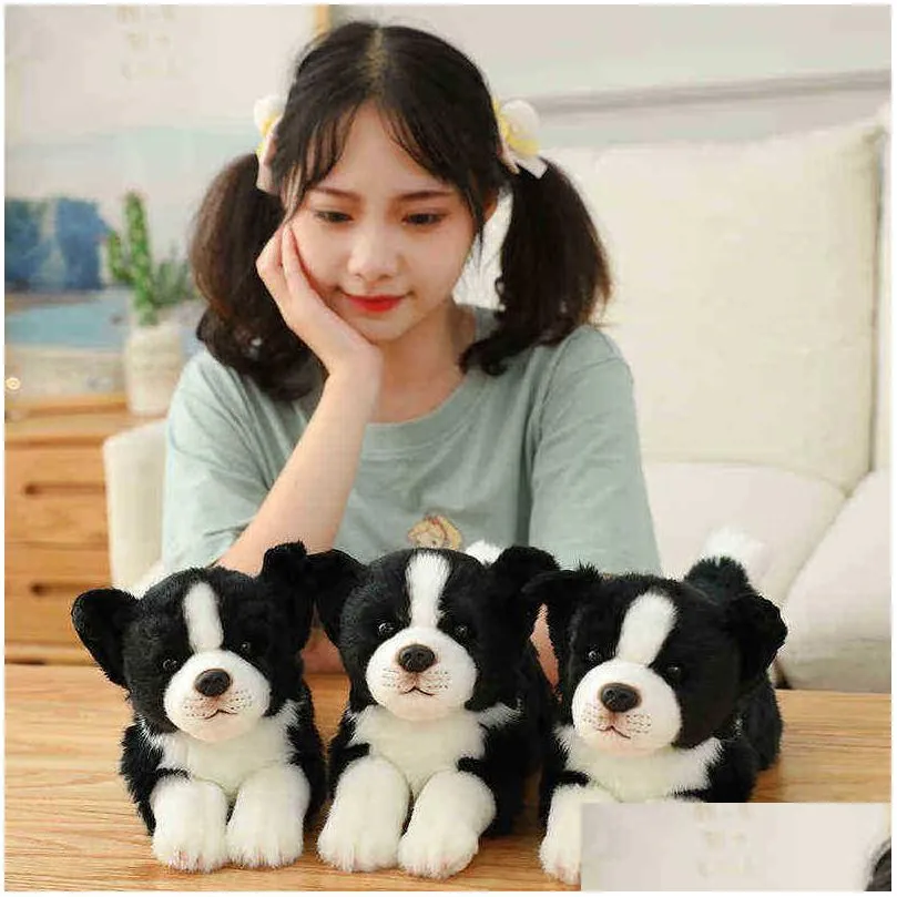 simulation border collie dog cuddly toy super high quality hound toy for luxury home decor pet lover birthday gift j220729