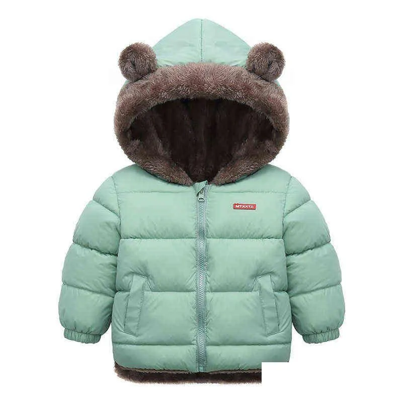 toddler casual jacket winter autumn outfit warm jacket hoodie cotton thicker children clothes long sleeves solid baby jacket j220718