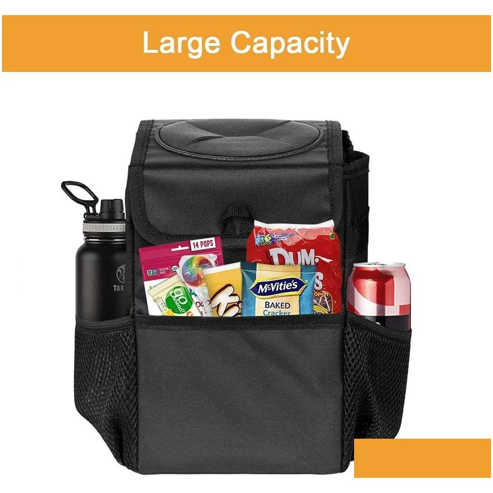 car trash garbage bag can car trash can with lid and storage pockets leakproof vinyl