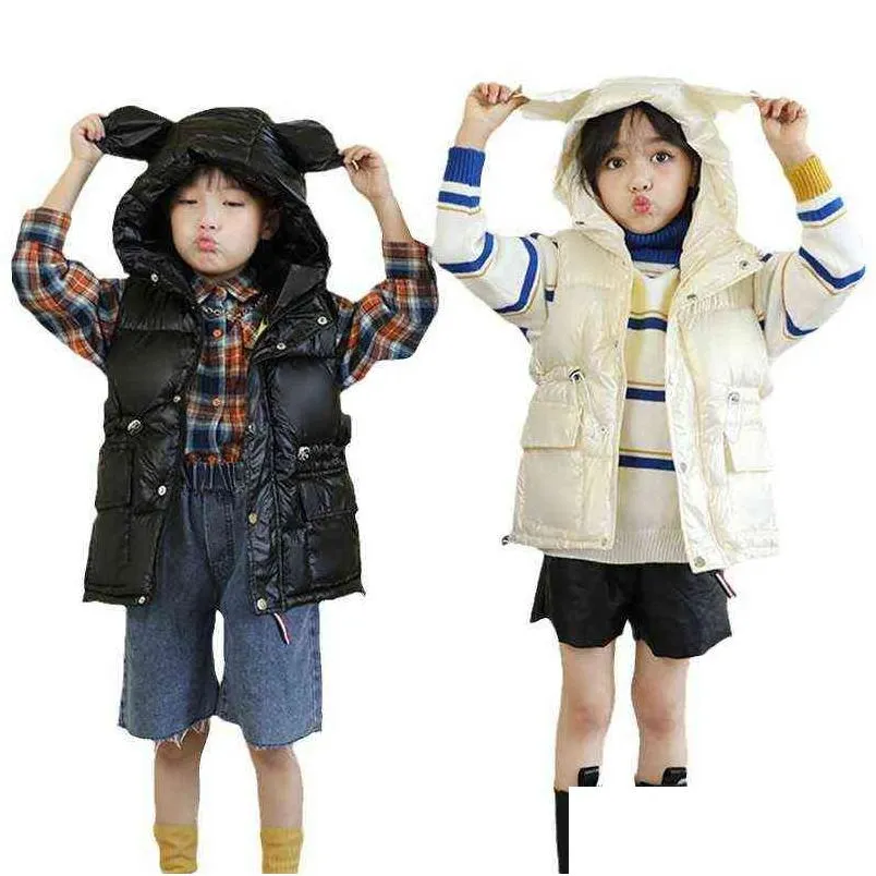 children winter hooded vest kids waterproof warm body warmer toddler boys vest baby girl thicker jacket sleeveless tops j220718