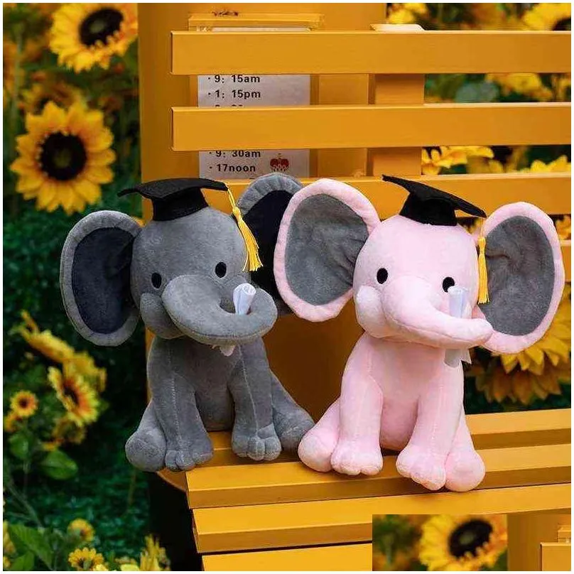 1pc 25cm beautiful doctor elephant plush dolls stuffed graduation baby elephant soft toys for ldren girls xmas birthday gift j220729