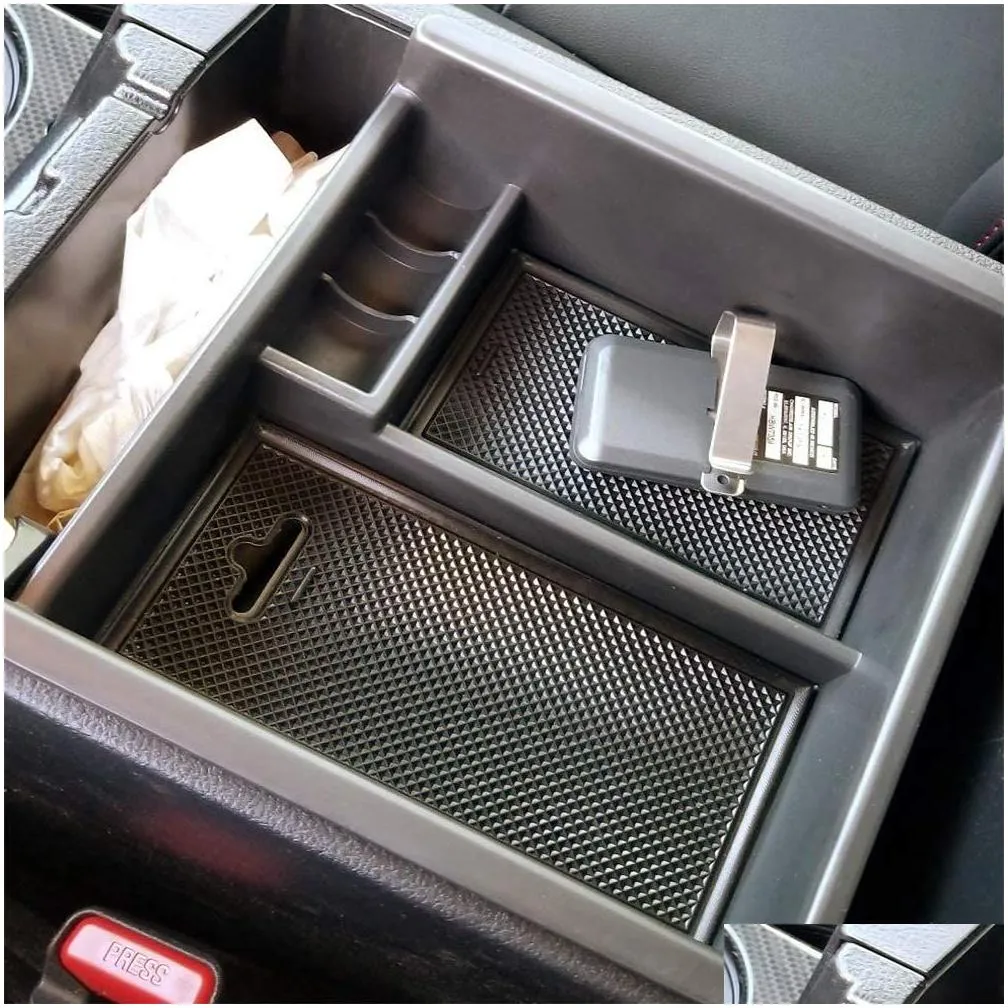 center console organizer compatible with  4runner 2010 2019 insert abs black materials tray armrest box secondary storage
