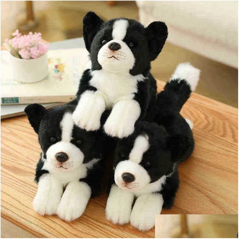 simulation border collie dog cuddly toy super high quality hound toy for luxury home decor pet lover birthday gift j220729