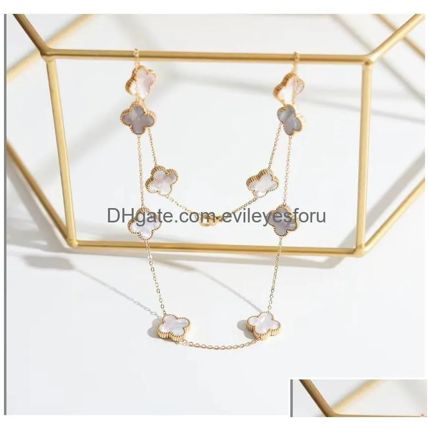pendant necklaces luxury van brand clover designer 18k gold cross chain lucky red stone 12mm 4 leaf 10 flower 45 48cm long