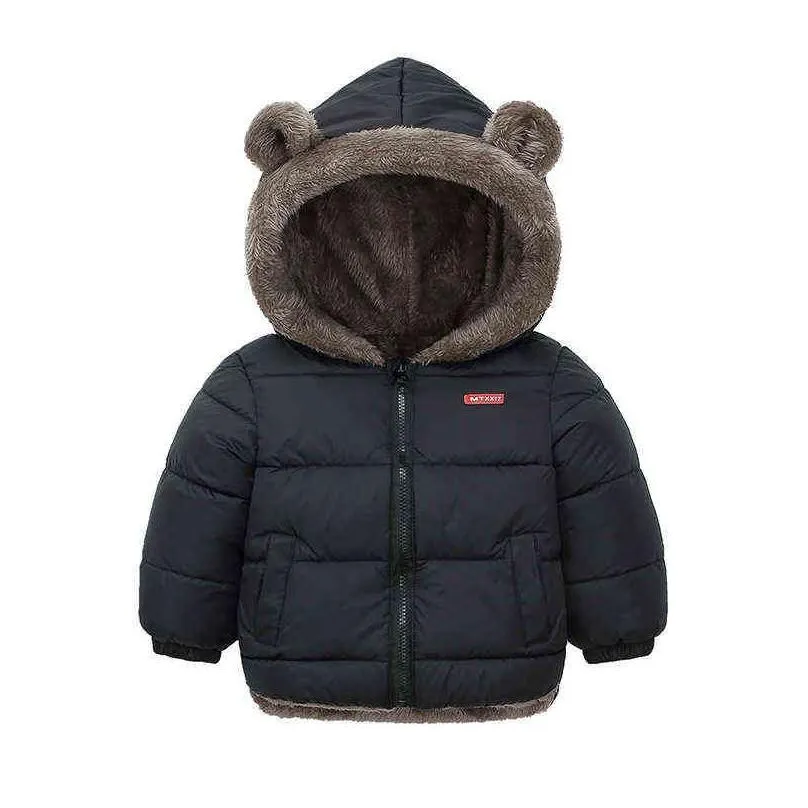 toddler casual jacket winter autumn outfit warm jacket hoodie cotton thicker children clothes long sleeves solid baby jacket j220718