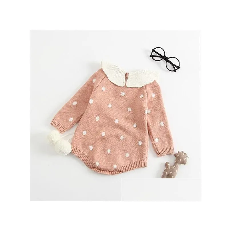 baby knitted clothes born baby girls romper long sleeve woolen pompom infant jumpsuit for girls boys overalls clothes c0126