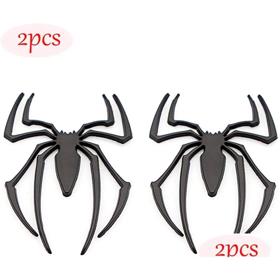 2pcs 3d spider emblem car 3d logo metal chrome spider badges sticker