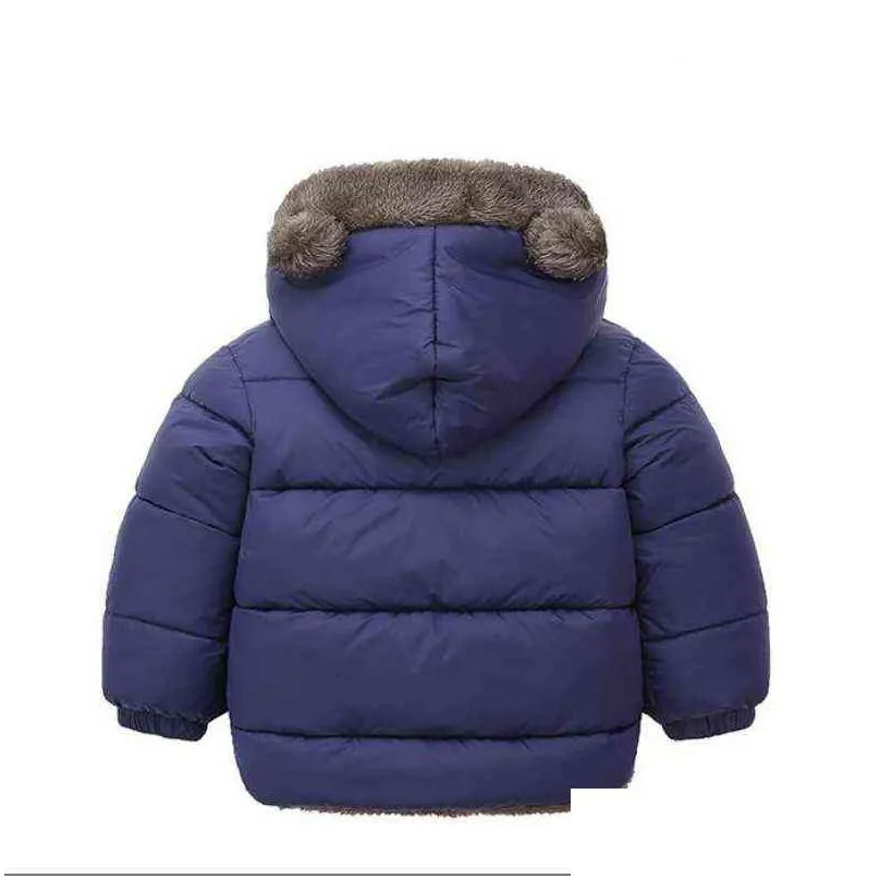 toddler casual jacket winter autumn outfit warm jacket hoodie cotton thicker children clothes long sleeves solid baby jacket j220718