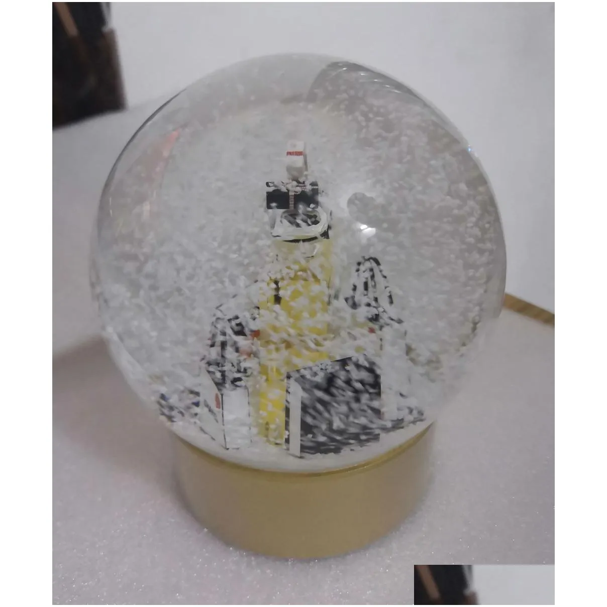 2022 edition c classics golden christmas snow globe with perfume bottle inside crystal ball for special birthday novelty vip gift