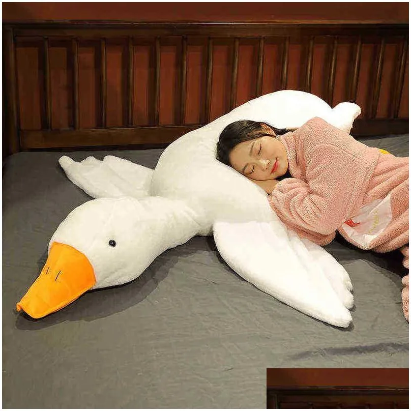 cm  colorful lying duck plush toys soft rabbit fur animal cushion mat stuffed dolls sleeping soothing gifts j220704