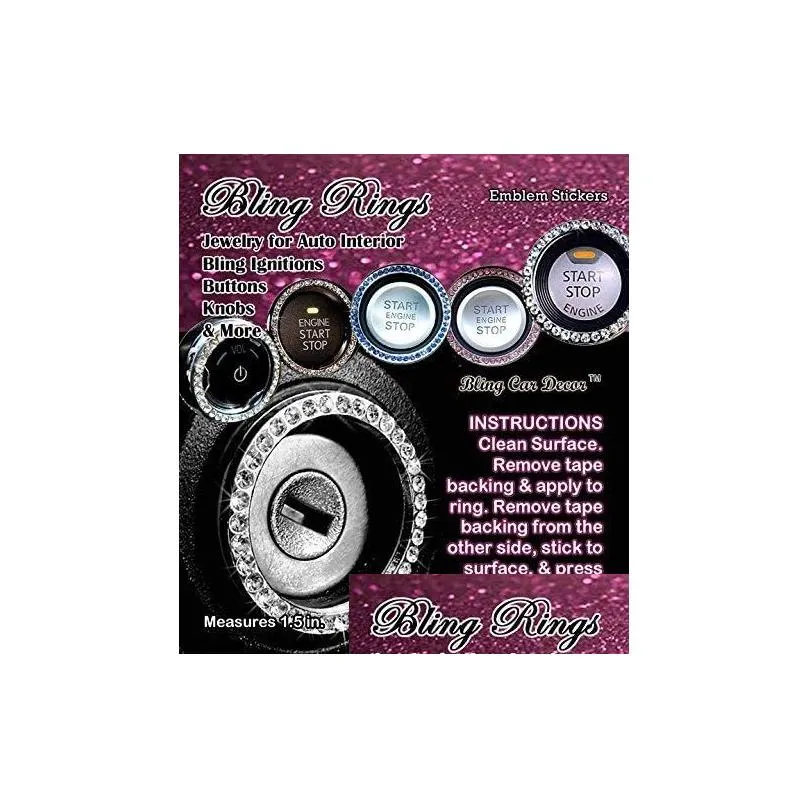 crystal rhinestone car bling ring emblem sticker bling car accessories push to start button key ignition knob bling ring women