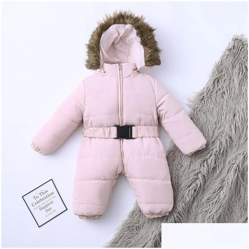 jumpsuits baby clothes winter romper down coat infant girls boys snowsuit fur hooded warm outerwear jumpsuit born overalls coats