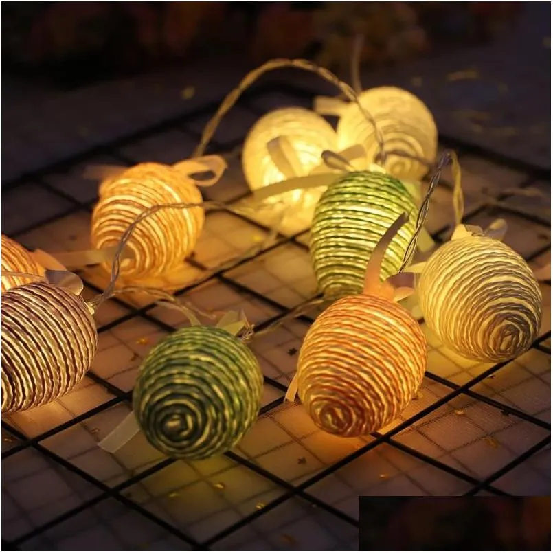 strings colorful usb led string lights easter eggs hanging ornament happy decor event party supplies for home table